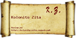 Kolonits Zita névjegykártya
