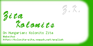 zita kolonits business card